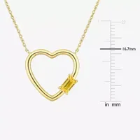 Womens Genuine Yellow Sapphire 10K Gold Heart Pendant Necklace