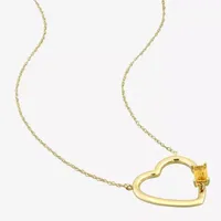 Womens Genuine Sapphire 10K Gold Heart Pendant Necklace