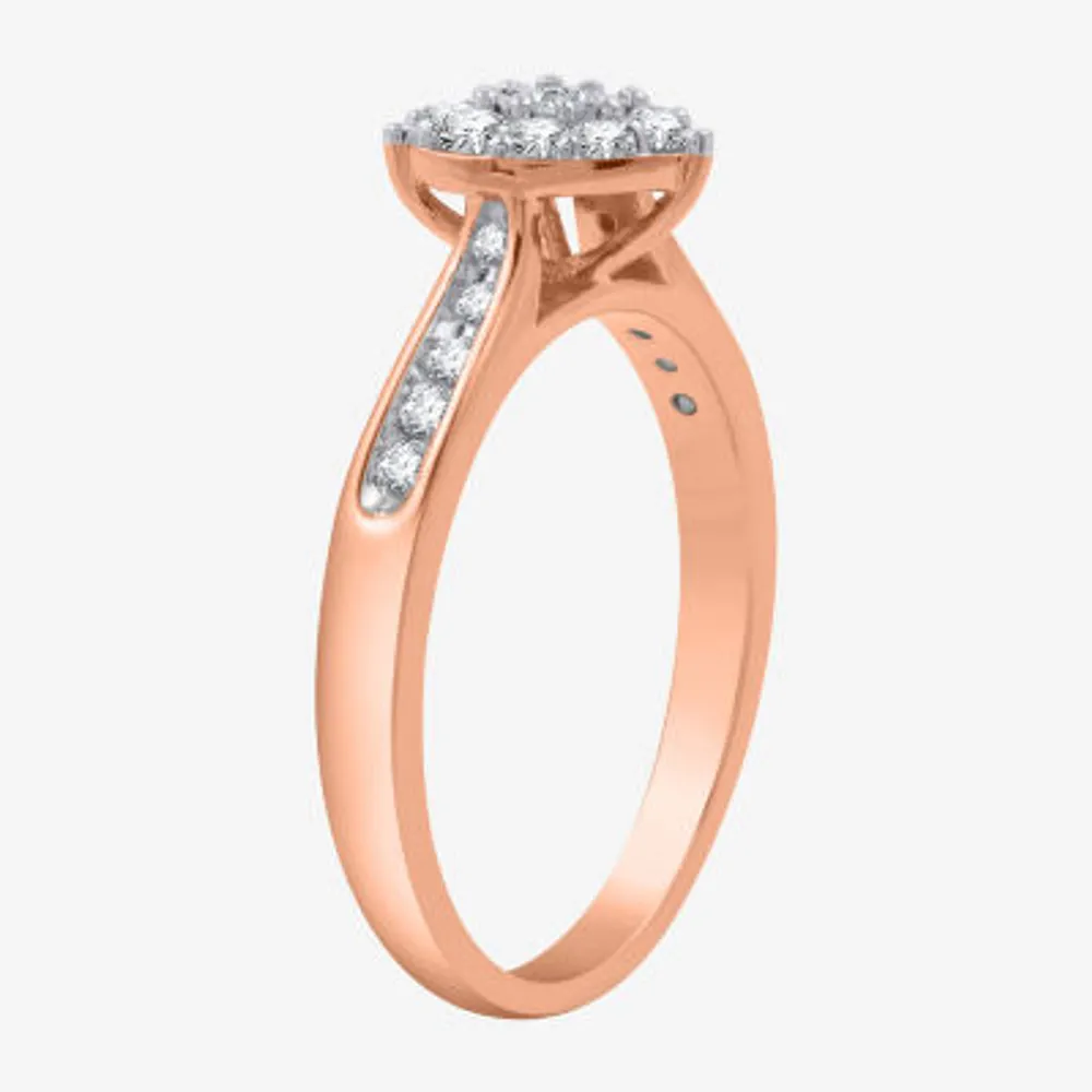 I Said Yes (H-I / I1) Womens 3/8 CT. T.W. Lab Grown White Diamond 14K Rose Gold Over Silver Side Stone Halo Bridal Set