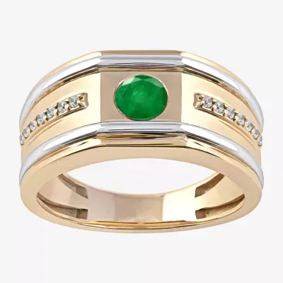 Mens Gemstone & 1/8 CT. T.W. Genuine Diamond 10K Gold Fashion Ring