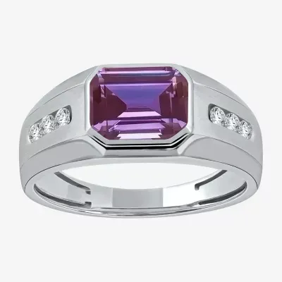 Mens Gemstone Sterling Silver Fashion Ring