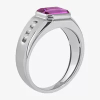 Mens Gemstone Sterling Silver Fashion Ring