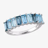 Womens Genuine Multi Color Stone Sterling Silver Stackable Ring