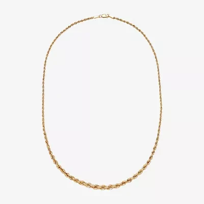 Womens 10K Gold 18 Inch Rope Chain Necklace
