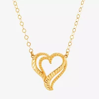 Womens 10K Gold Heart Pendant Necklace