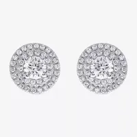 1 CT. T.W. Mined White Diamond 14K White Gold 9.7mm Round Stud Earrings