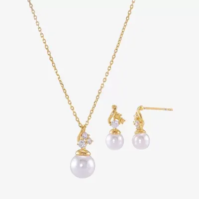 Sparkle Allure 2-pc. Simulated Pearl 14K Gold Over Brass Jewelry Set