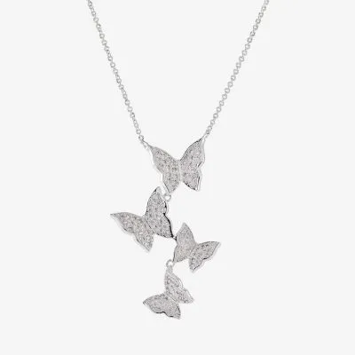 Sparkle Allure Cubic Zirconia Pure Silver Over Brass 16 Inch Link Butterfly Pendant Necklace