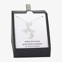 Sparkle Allure Cubic Zirconia Pure Silver Over Brass 16 Inch Link Butterfly Pendant Necklace