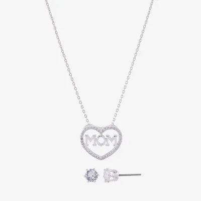 Sparkle Allure Mom -pc. Cubic Zirconia Pure Silver Over Brass Heart Jewelry Set