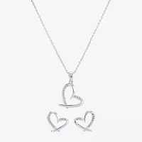 Sparkle Allure 2-pc. Cubic Zirconia Pure Silver Over Brass Heart Jewelry Set