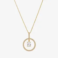 Sparkle Allure Cubic Zirconia 14K Gold Over Brass 16 Inch Link Round Pendant Necklace