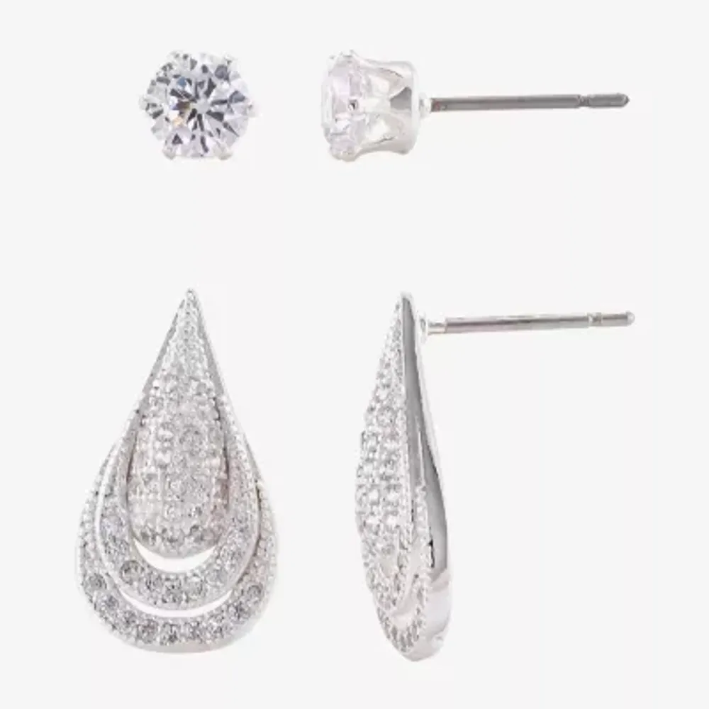 Sparkle Allure 2 Pair Cubic Zirconia Earring Set