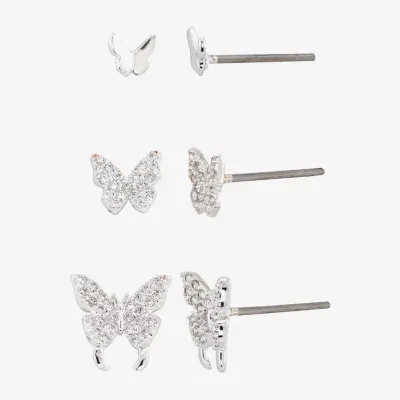 Sparkle Allure Pair Cubic Zirconia Butterfly Earring Set