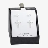 Sparkle Allure 2 Pair Cubic Zirconia Cross Earring Set