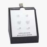 Sparkle Allure 3 Pair Cubic Zirconia Heart Earring Set