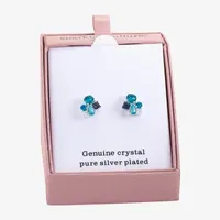 Sparkle Allure Cluster Crystal Pure Silver Over Brass 15mm Stud Earrings