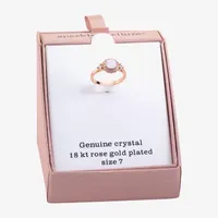 Sparkle Allure Crystal 18K Rose Gold Over Brass Round Halo Cocktail Ring