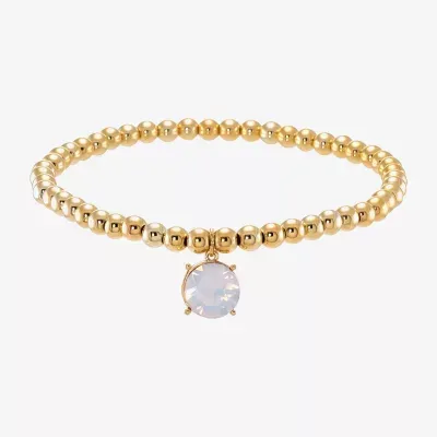 Sparkle Allure Stretch Crystal 14K Gold Over Brass Bead Round Beaded Bracelet