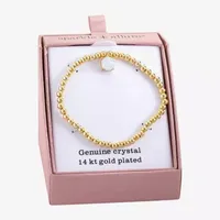 Sparkle Allure Stretch Crystal 14K Gold Over Brass Bead Round Beaded Bracelet