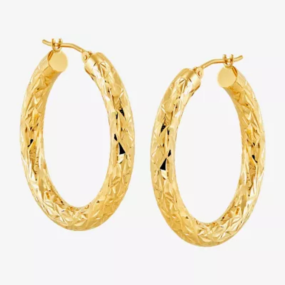 14K Yellow Gold Crystal-Cut Hoop Earrings