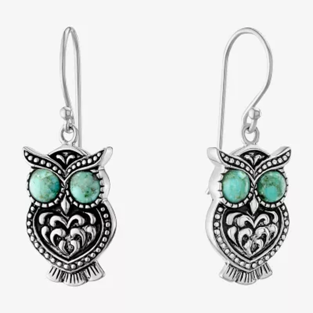 Enhanced Blue Turquoise Sterling Silver Drop Earrings