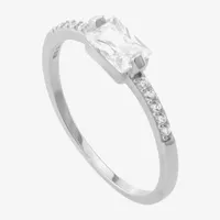 Womens Cubic Zirconia Sterling Silver Round Cocktail Ring