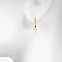 Bijoux Bar Delicates Gold Tone Glass Cross Hoop Earrings