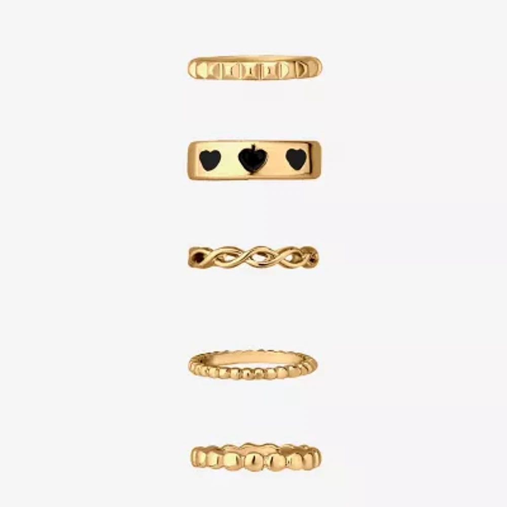 Bijoux Bar Delicates Gold Tone 5-pc. Heart Ring Sets