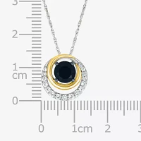 Womens Genuine Black Onyx 10K Gold Sterling Silver Round Pendant Necklace