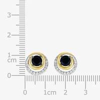 Genuine Black Onyx 10K Gold Sterling Silver 11.5mm Round Stud Earrings