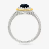 Womens Genuine Black Onyx 10K Gold Sterling Silver Pear Halo Cocktail Ring