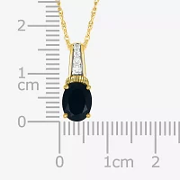 Womens Genuine Black Onyx 10K Gold Sterling Silver Oval Pendant Necklace