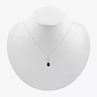 Womens Genuine Black Onyx 10K Gold Sterling Silver Oval Pendant Necklace