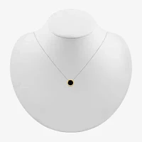 Womens Genuine Black Onyx 10K Gold Sterling Silver Round 18 Inch Pendant Necklace