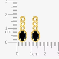 Genuine Black Onyx 10K Gold Sterling Silver 19mm Oval Stud Earrings