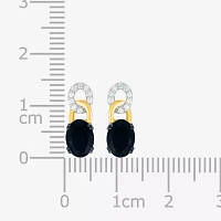 Womens Genuine Black Onyx 10K Gold Sterling Silver Oval Drop Earrings