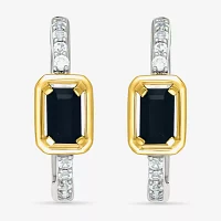 Genuine Black Onyx 10K Gold Sterling Silver 18mm Hoop Earrings