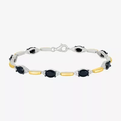 Genuine Black Onyx 10K Gold Sterling Silver Oval Tennis Bracelet