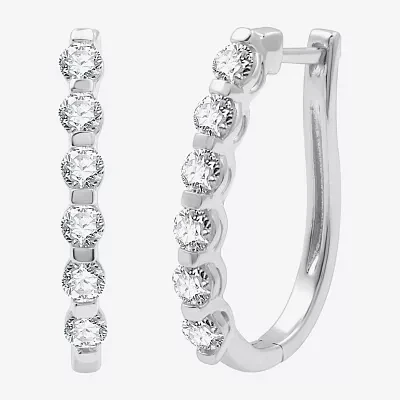 (G / Si1-Si2) 1 CT. T.W. Lab Grown White Diamond 10K White Gold 22.8mm Hoop Earrings