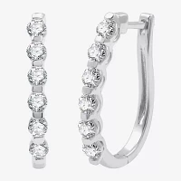 (G / Si1-Si2) 1 CT. T.W. Lab Grown White Diamond 10K Gold 14K or Yellow 22.8mm Hoop Earrings