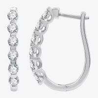 (G / Si1-Si2) 1 CT. T.W. Lab Grown White Diamond 10K Gold 14K or Yellow 22.8mm Hoop Earrings