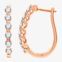 (G / Si1-Si2) 1 CT. T.W. Lab Grown White Diamond 10K White, Yellow, or Rose Gold 22.8mm Hoop Earrings