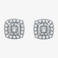 (H-I / I1) 1/4 CT. T.W. Lab Grown White Diamond Sterling Silver 7.4mm Cushion Stud Earrings