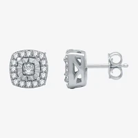 (H-I / I1) 1/4 CT. T.W. Lab Grown White Diamond Sterling Silver 7.4mm Cushion Stud Earrings