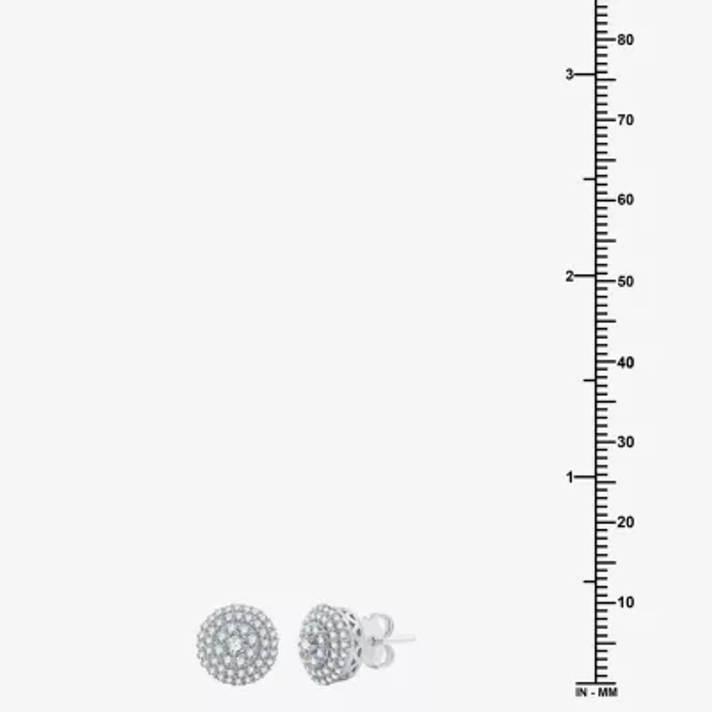 3/4 CT. T.W. Natural White Diamond Sterling Silver 10.1mm Round Stud Earrings