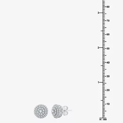 3/4 CT. T.W. Natural White Diamond Sterling Silver 10.1mm Round Stud Earrings