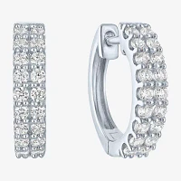 G-H / I1-I2) 1/ CT. T.W. Lab Grown White Diamond 10K White Gold Hoop Earrings