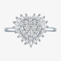 (I1-I2/G-H) Womens 1/2 CT. T.W. Lab Grown White Diamond 10K Gold Heart Cluster Cocktail Ring