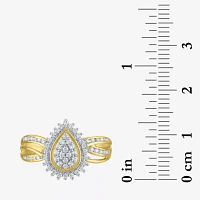 (I1-I2/G-H) Womens 1/3 CT. T.W. Lab Grown White Diamond 10K Gold Pear Cocktail Ring